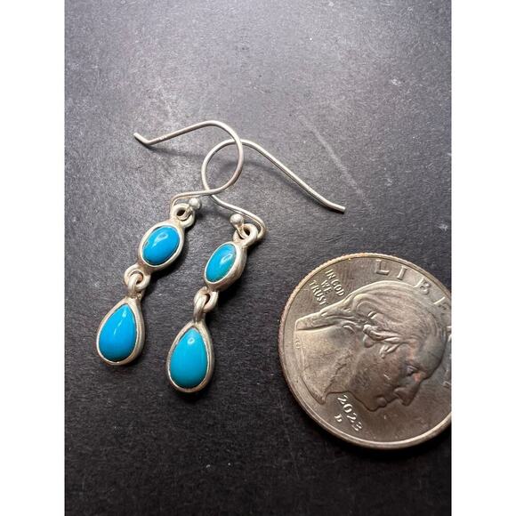 NEW sterling silver turquoise dangle earrings - Picture 8 of 11